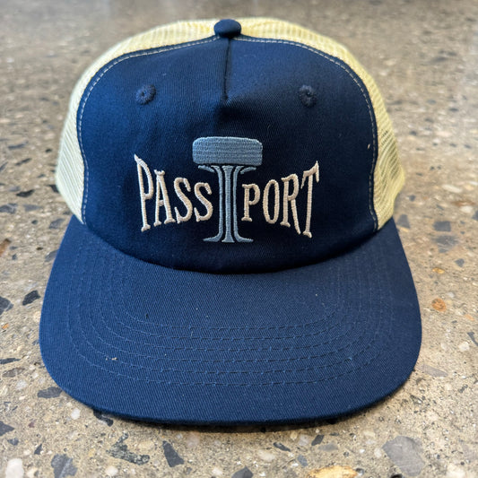 Pass~Port Tower of Water Workers Trucker Cap - Navy/Cream