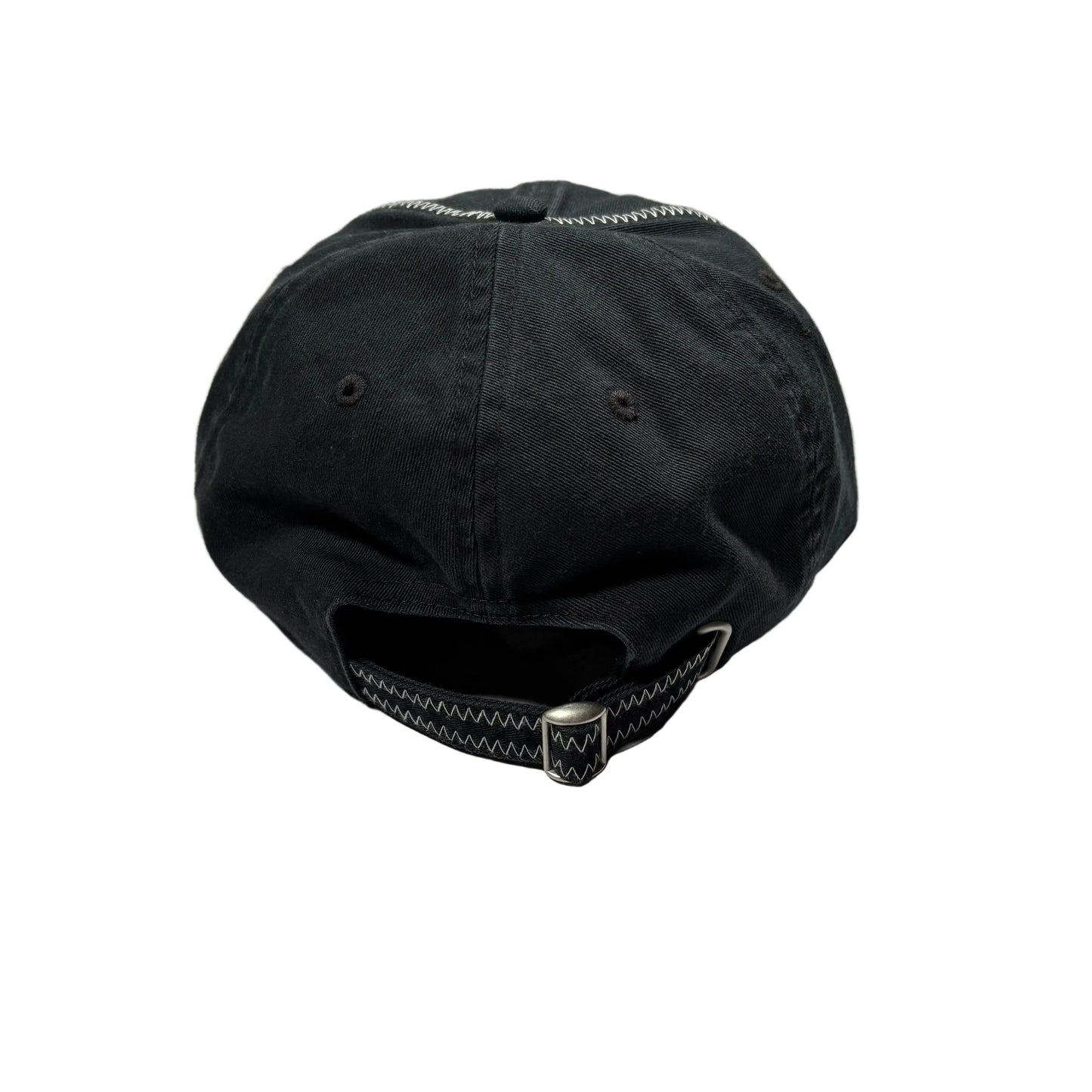 Rear of black cap with white background