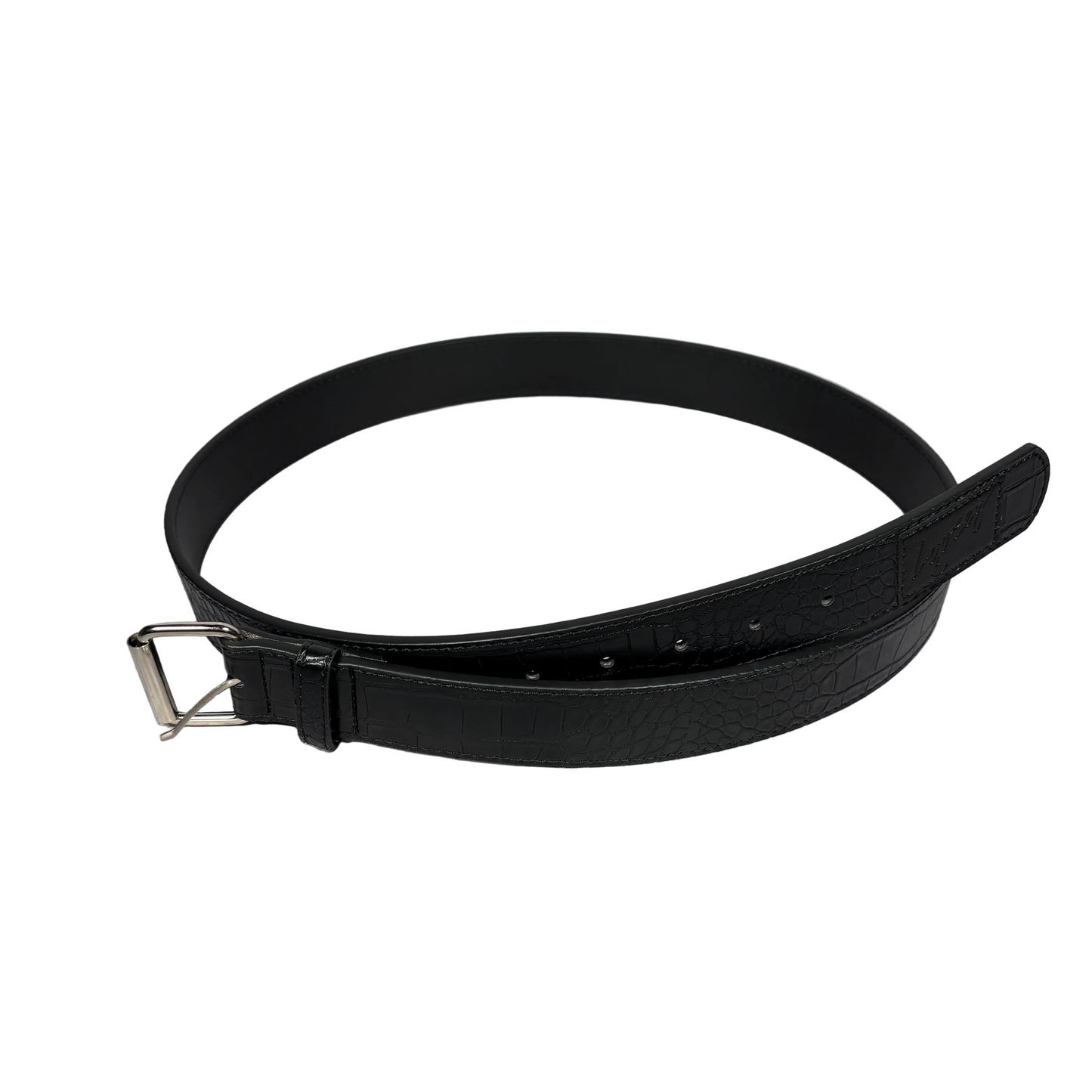 black faux croc skin belts