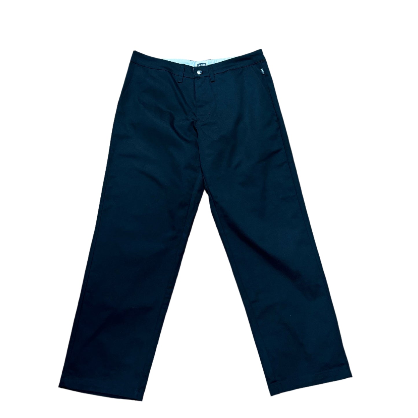 front view of black cotton chino pant