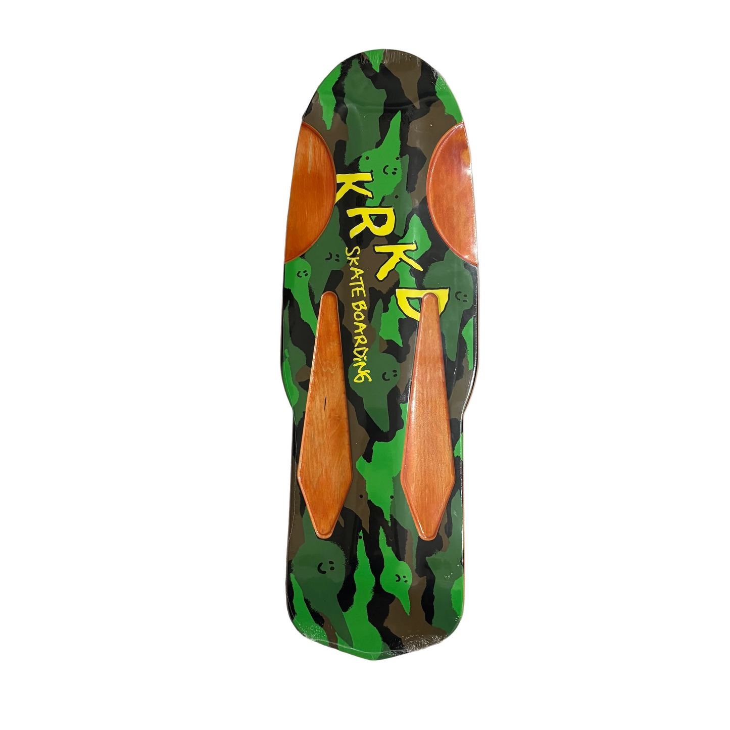 green multi color camo diamond tail skateboard deck