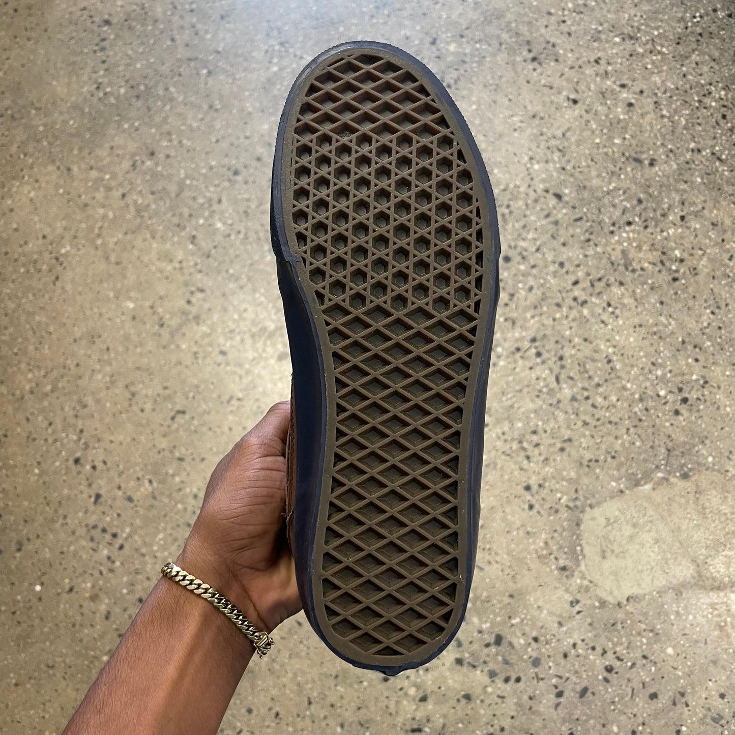 view of gum rubber classic vans waffle grip sole