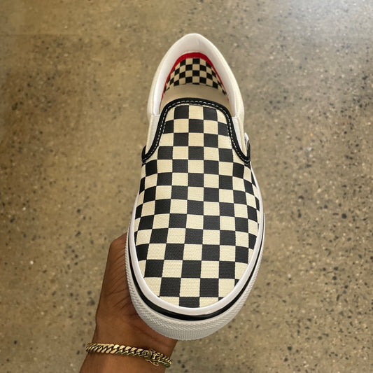 top down view of vans checkerboard slip on shoe