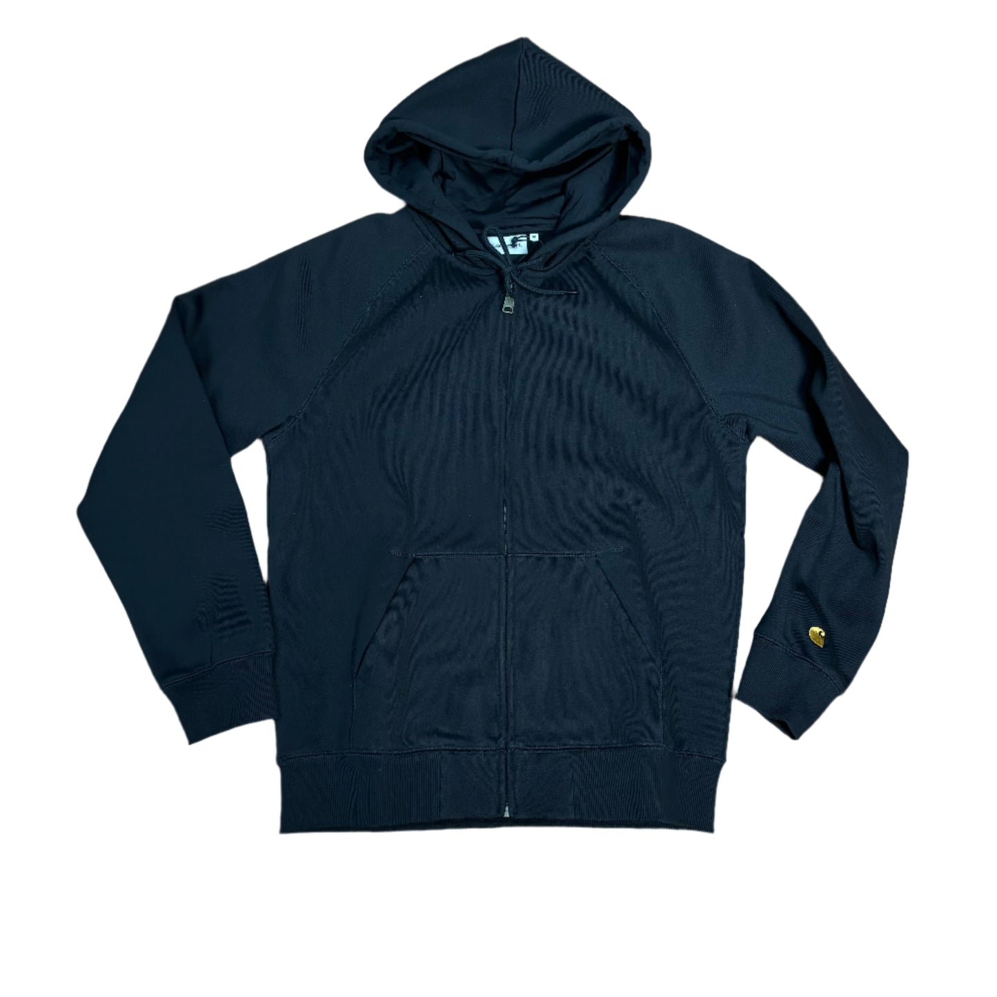 Front view of black zip sweatshirt