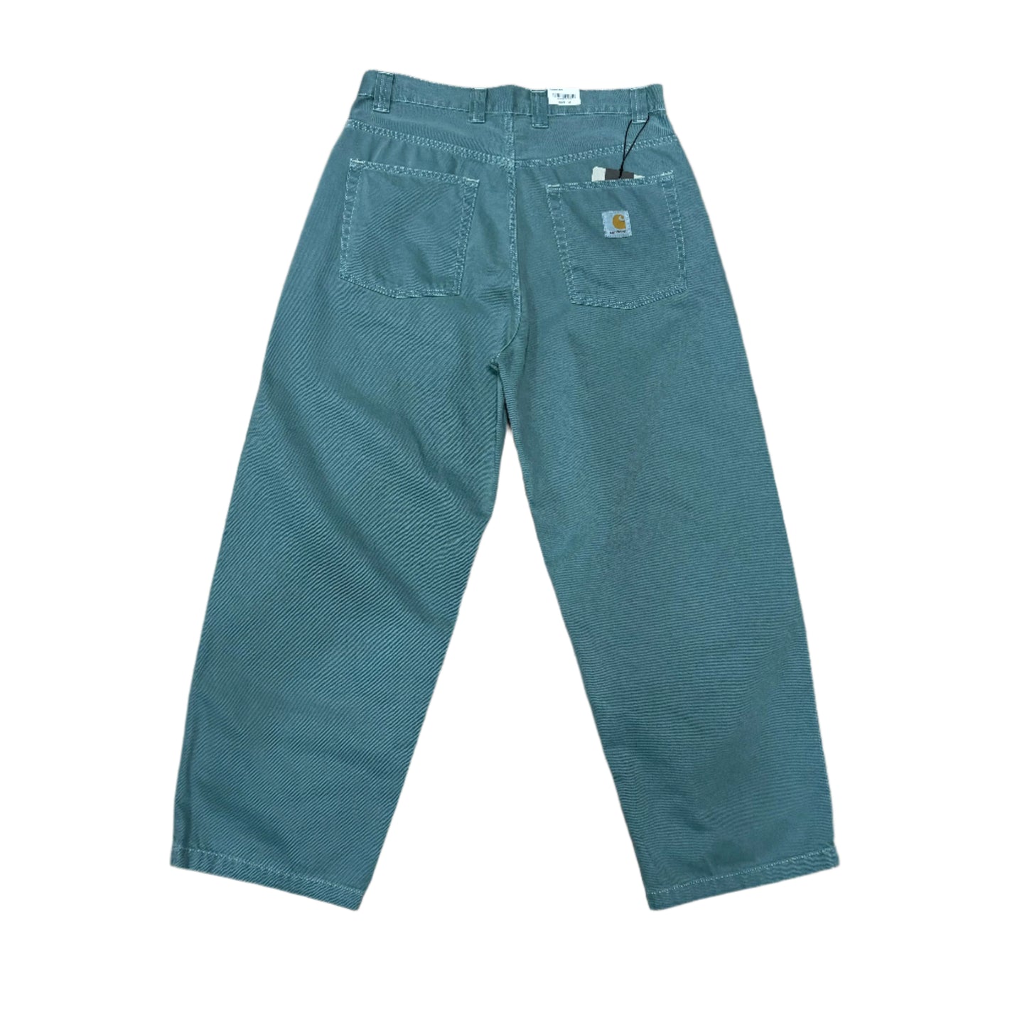rear view of baggy light green denim pant