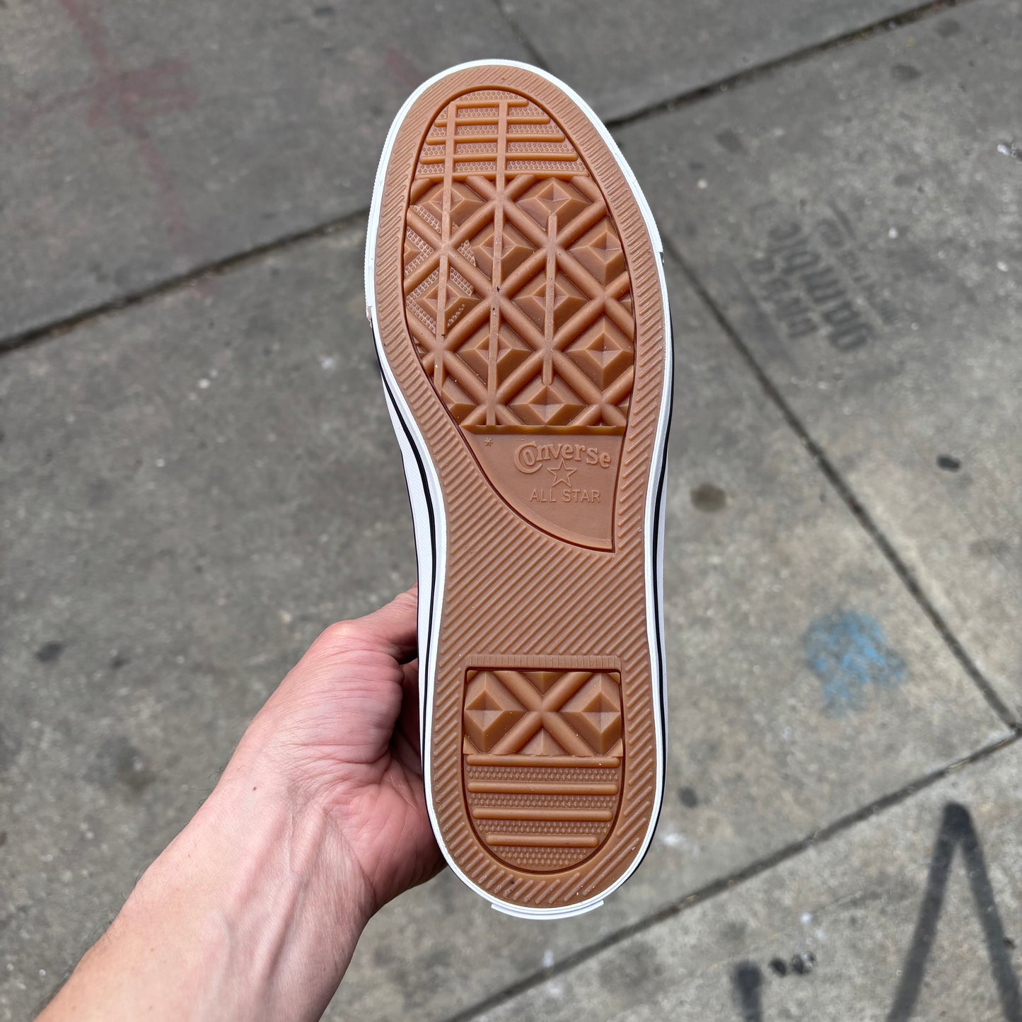 view of gum rubber outsole on CTAS Ox skate shoe