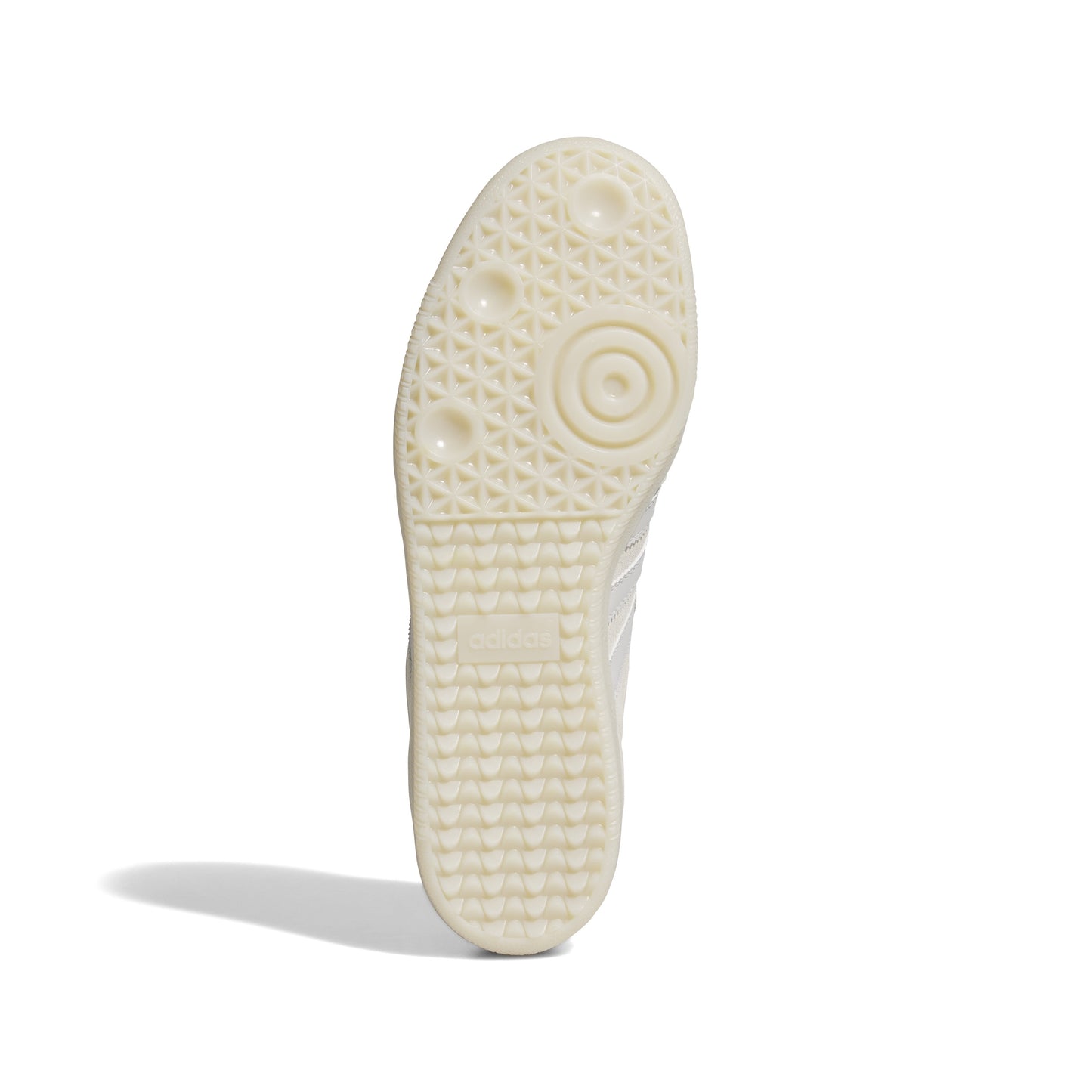 view of clear gum rubber outsole on adidas lowtop skateboard sneaker