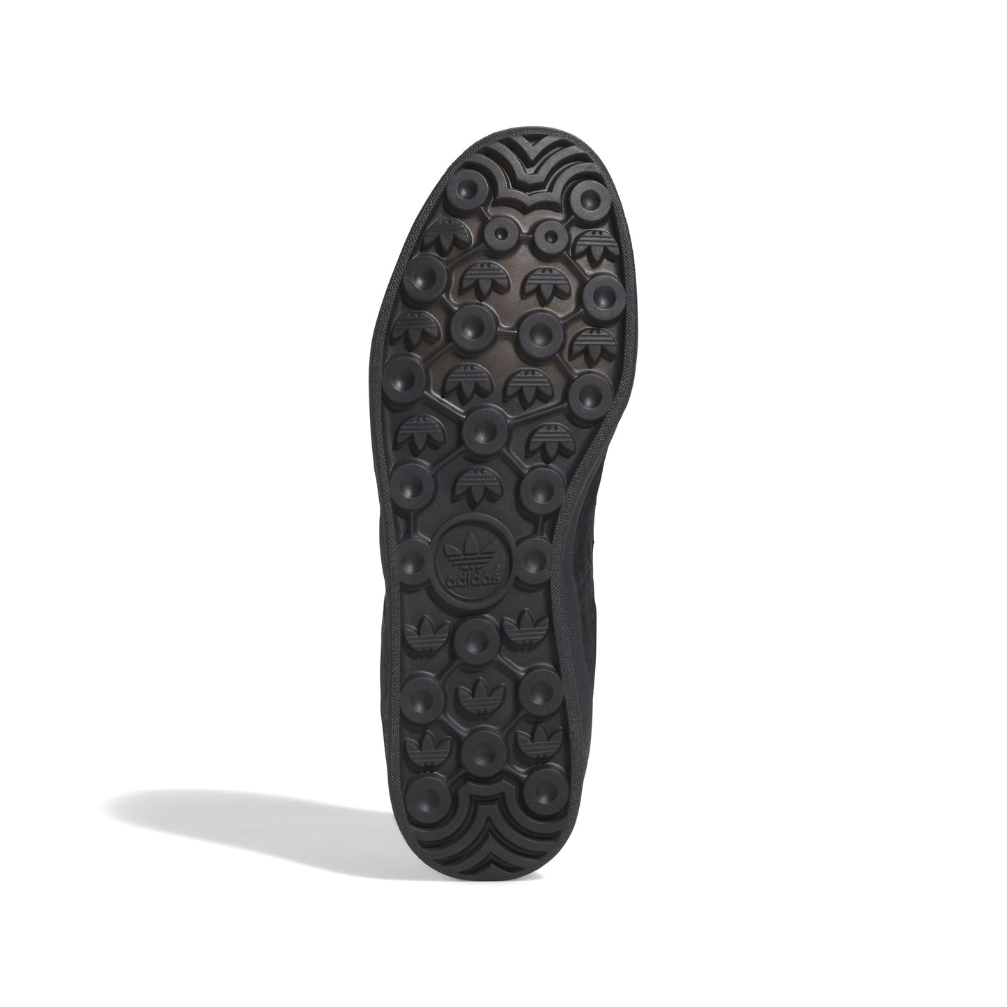 Black sole of a shoe with tread pattern on a white background