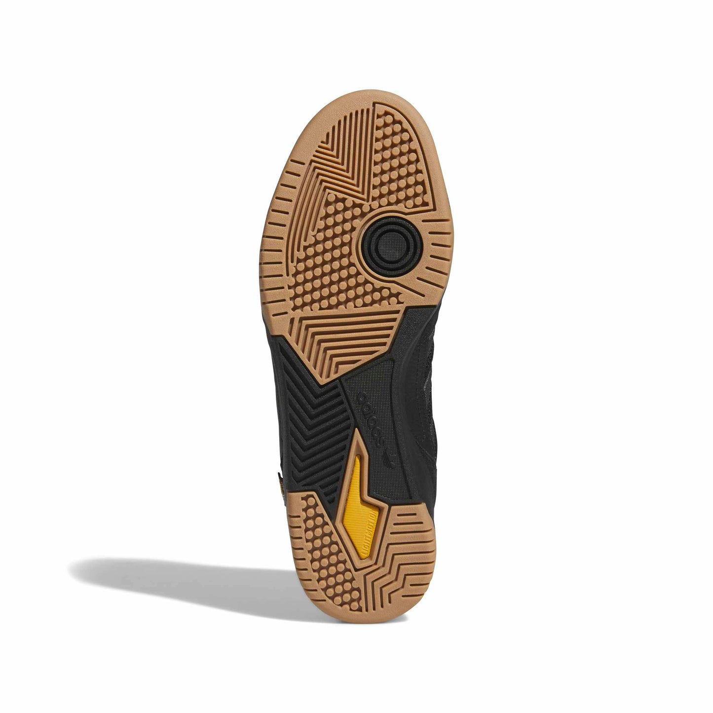 Close-up of a shoe sole with a textured pattern on a white background