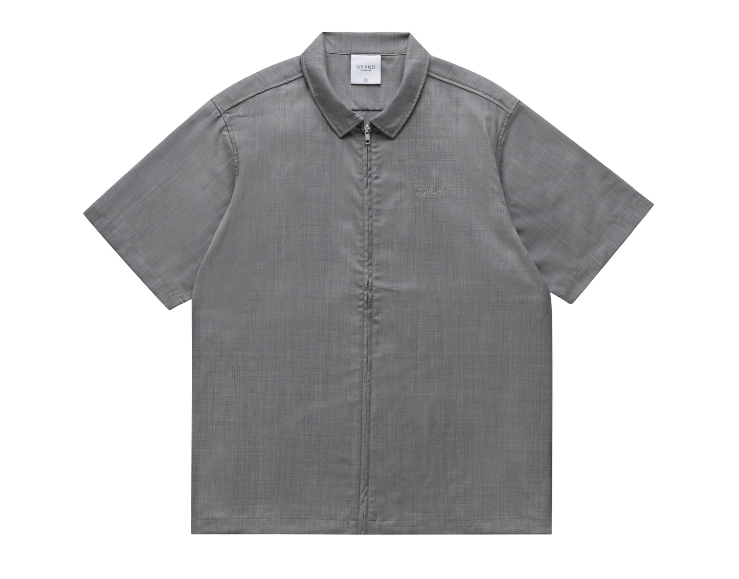 Gray short-sleeve wool shirt on a white background