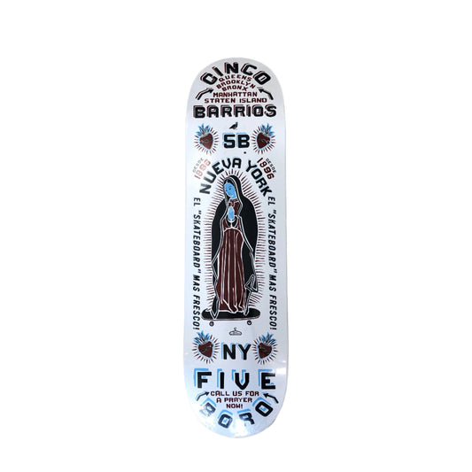 5boro Cinco Barrios Logo Skate Deck White