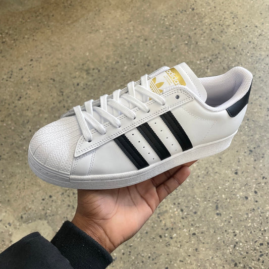 adidas superstar adv white leather with black stripes