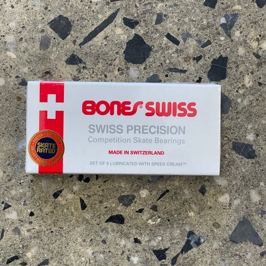 White and red bones swiss logo on package