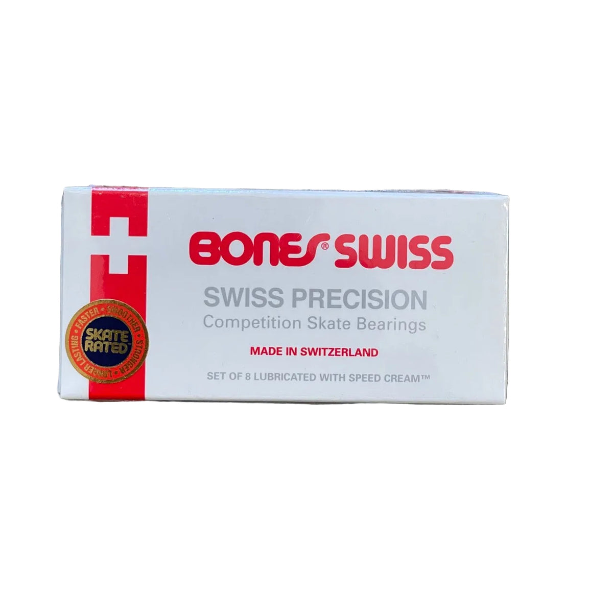 White and red bones swiss logo on package