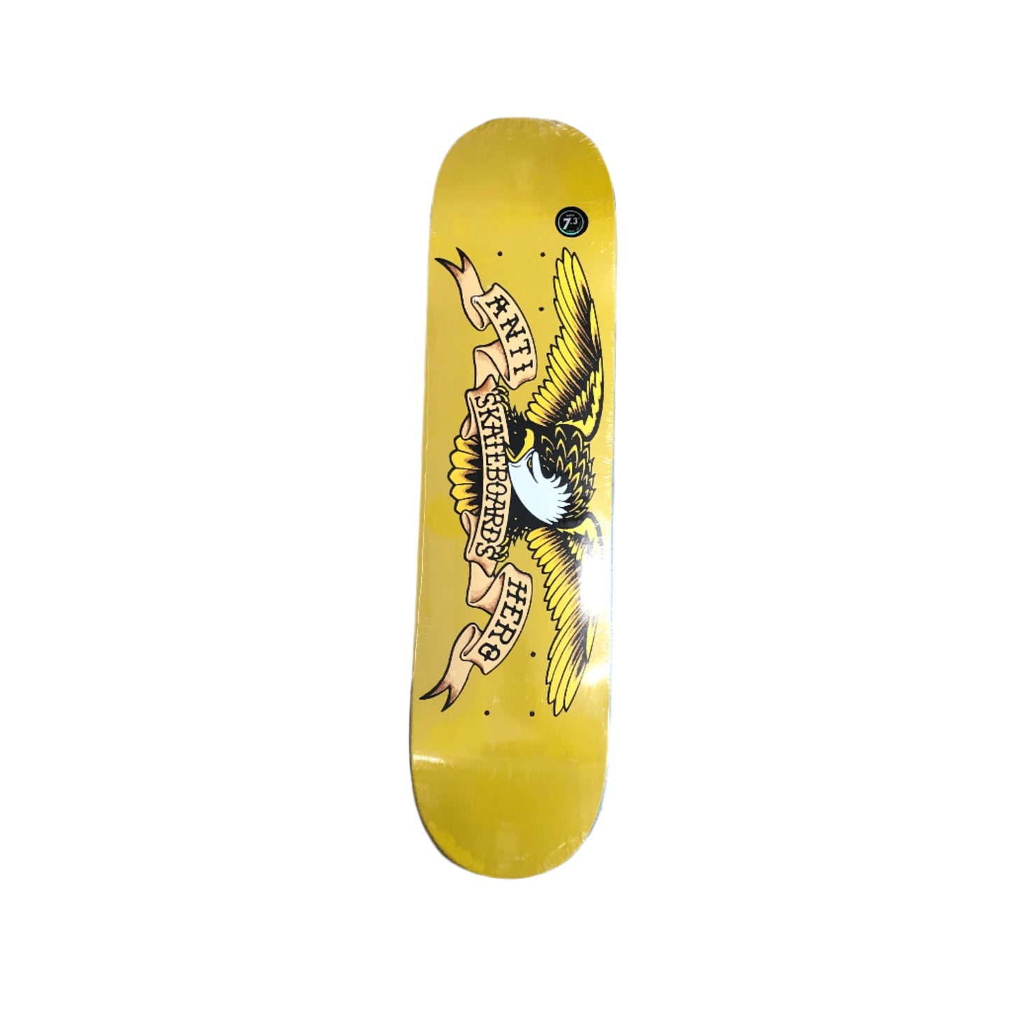 Eagle with spread wings on yellow background skate deck