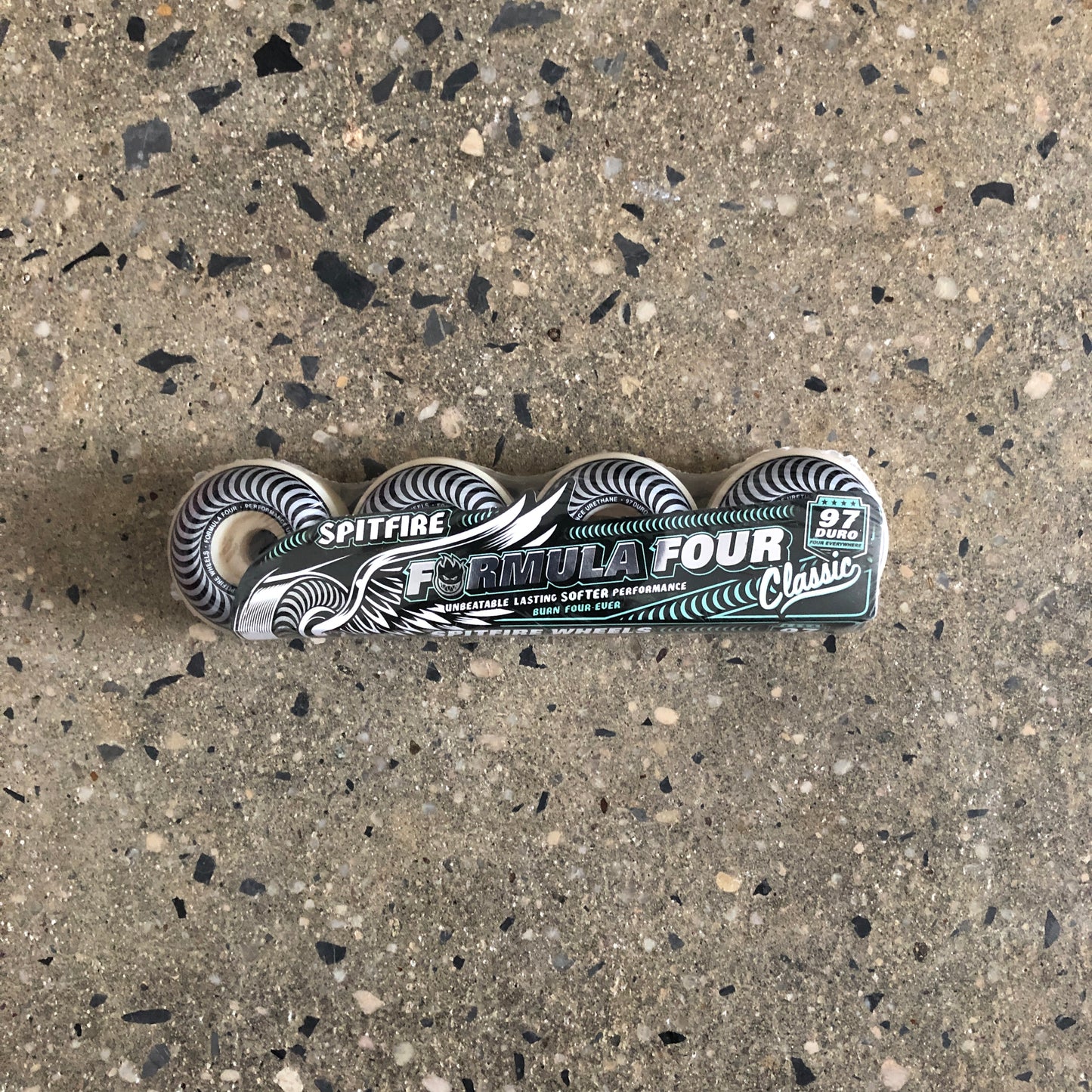 white wheels, black and silver design