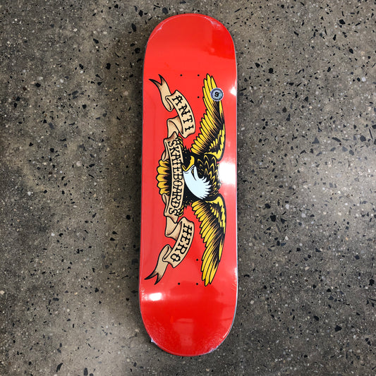 Eagle with spread wings on orange background skate deck