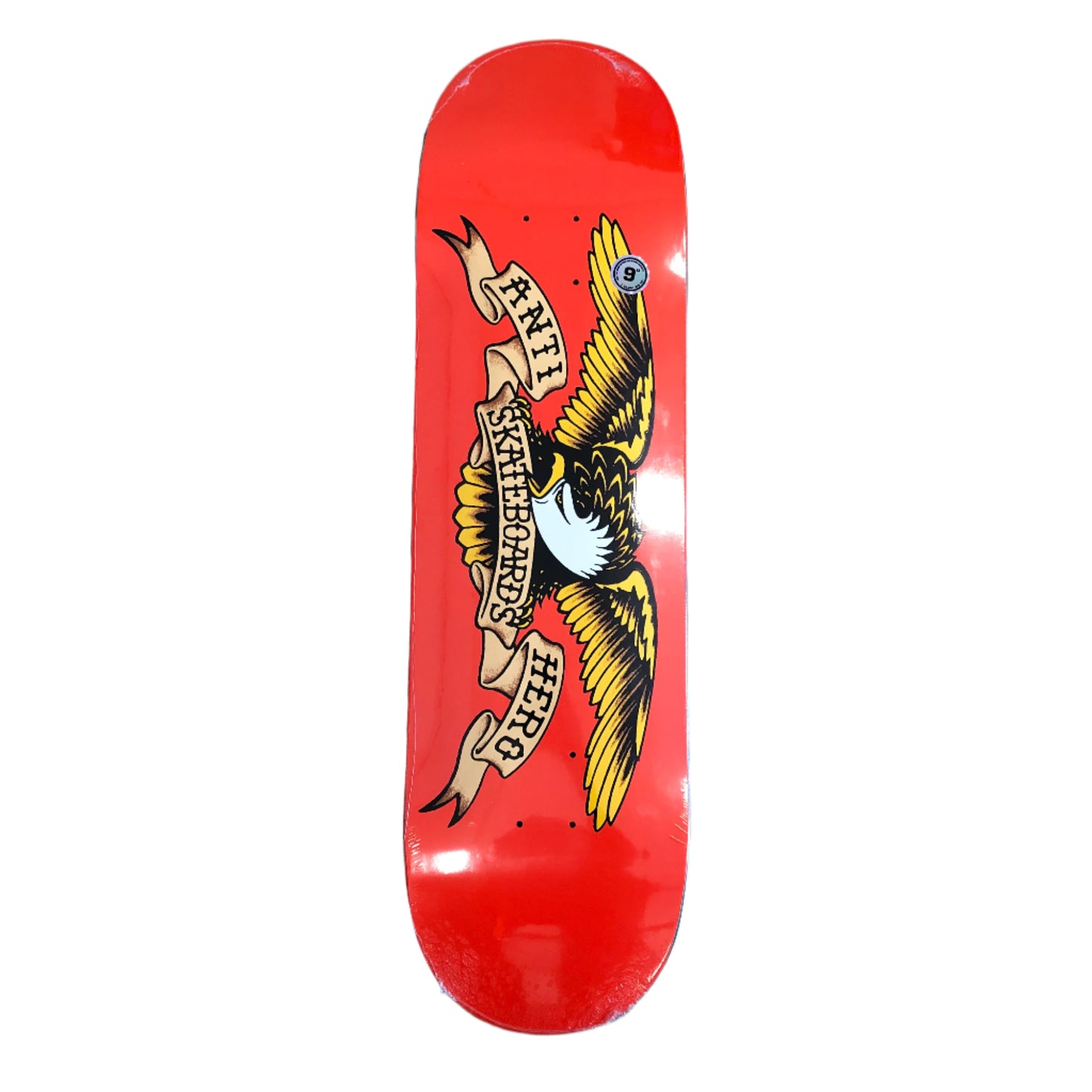 Eagle with spread wings on orange background skate deck