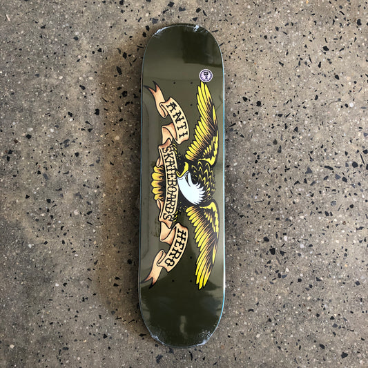 Eagle with spread wings on brown skate deck