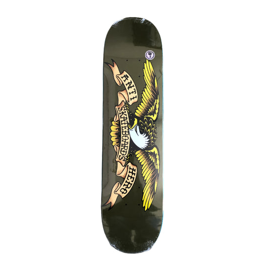 Eagle with spread wings on brown skate deck