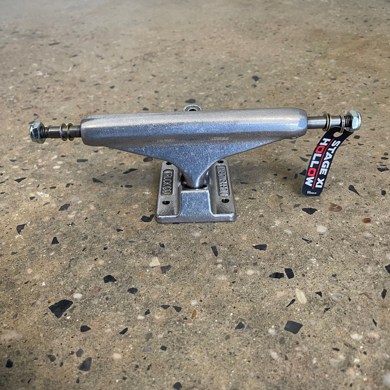 polished silver skate truck