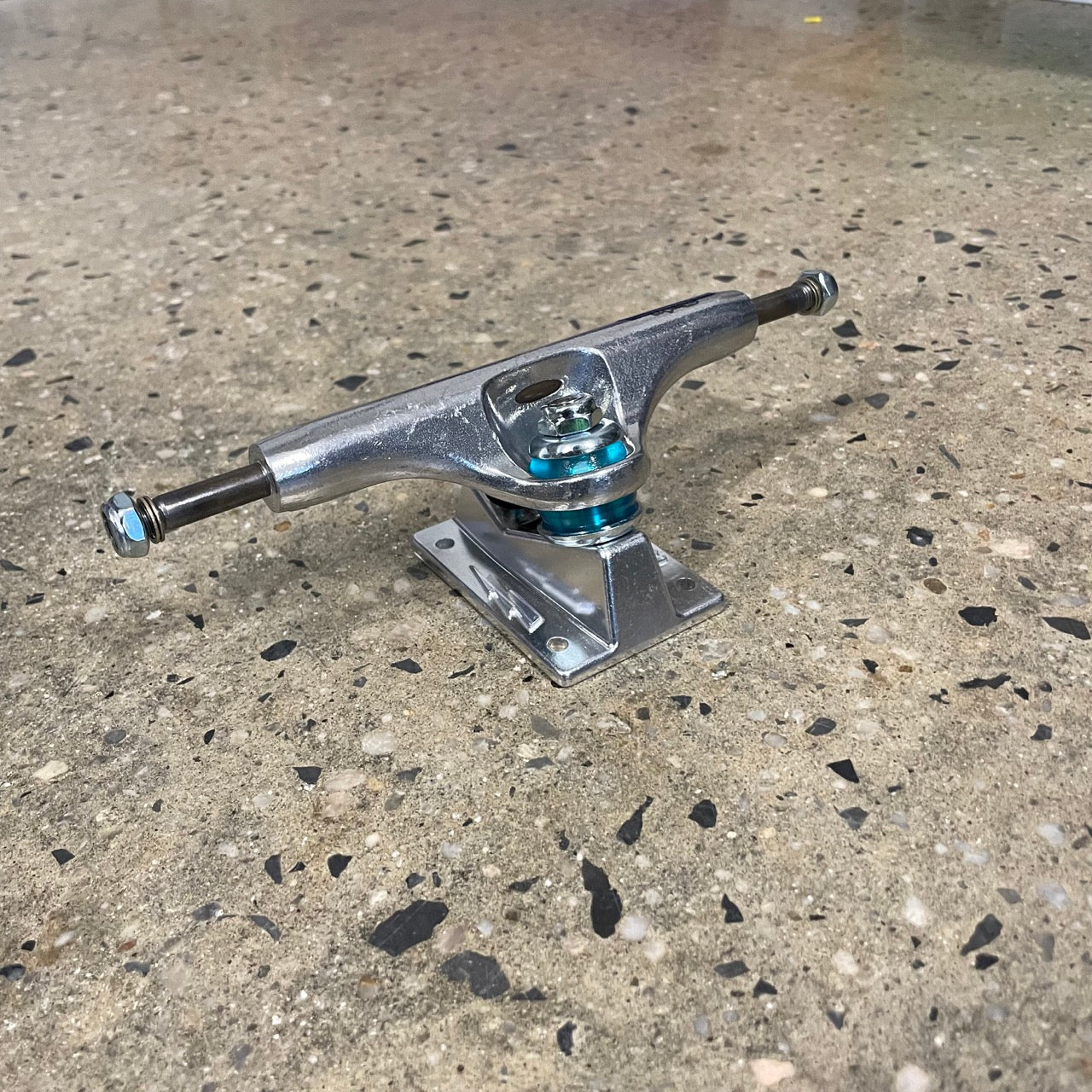 view of bushings on hollow polished thunder skateboard truck