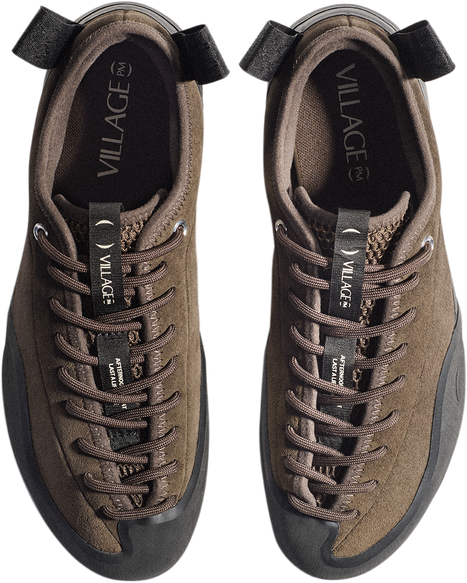 overhead view of skateboard shoe that's climbing inspired