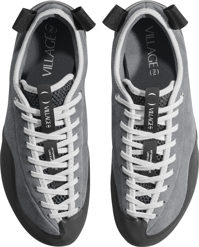 top down view of grey climbing style skateboard shoe