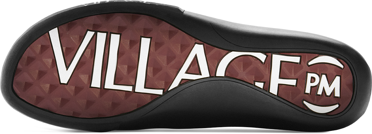 view of outsole of rubber sole with VILLAGE PM logo