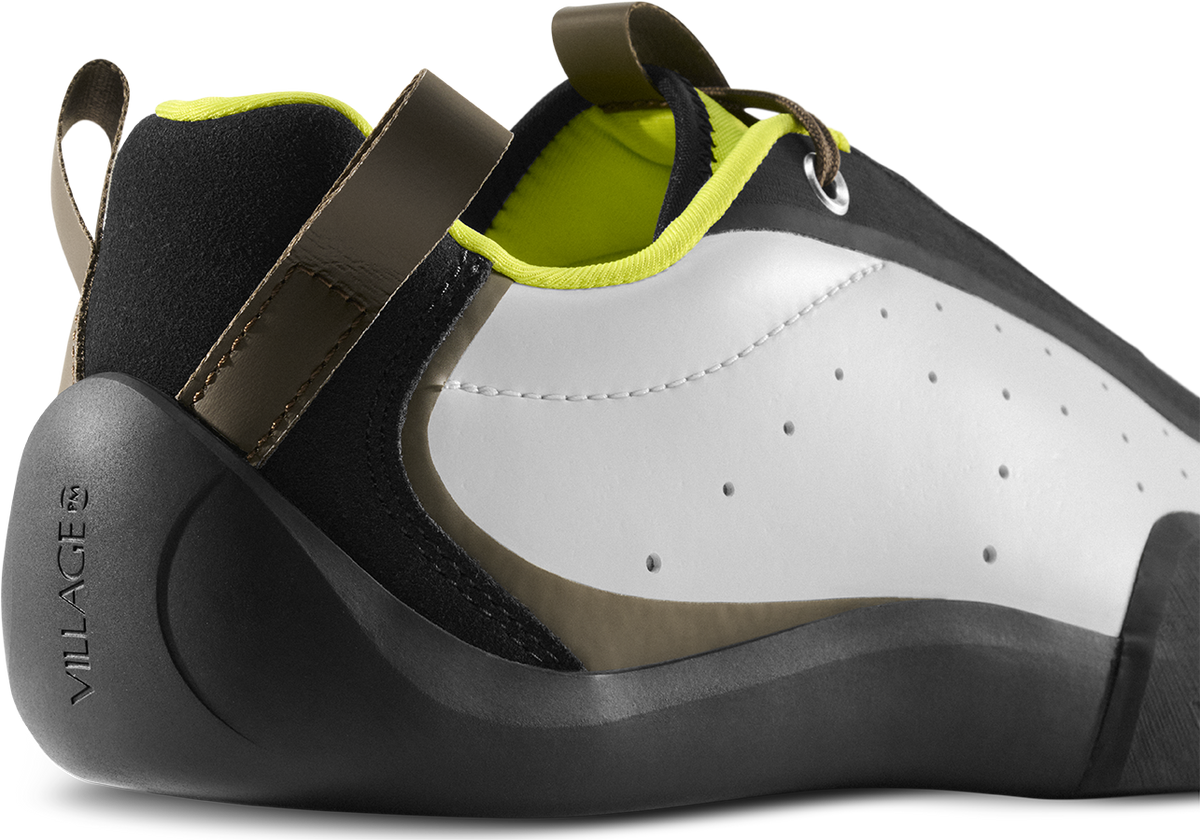 close up view of heel on village PM skateboard shoe