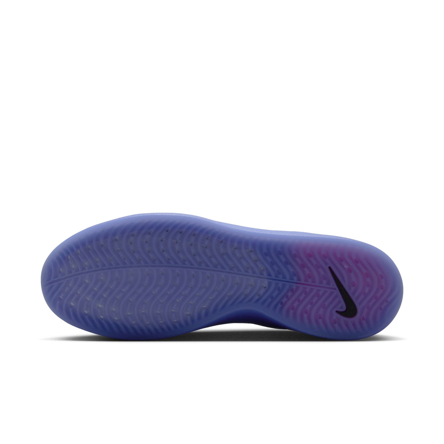 Blue athletic shoe sole with a Nike logo on a white background