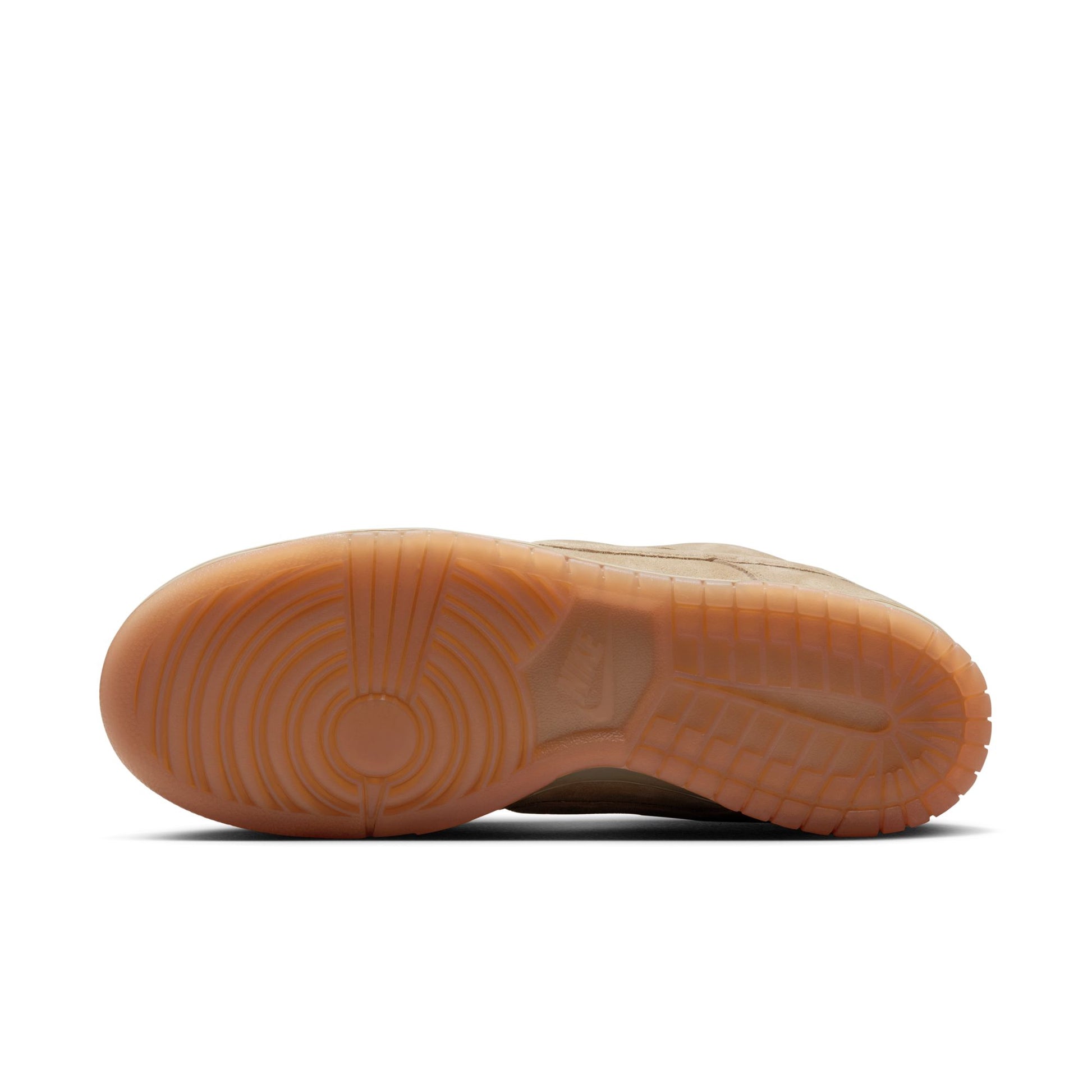 view of gum rubber outsole on lowtop skateboard sneaker