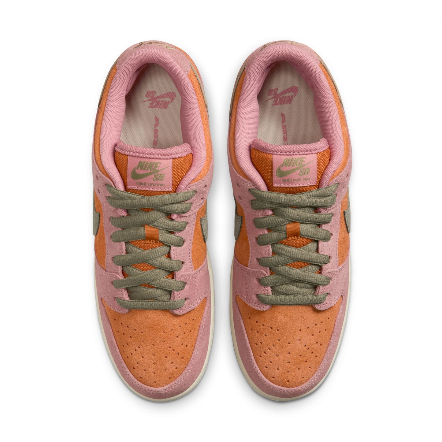 overhead view of multicolor suede skateboard sneaker