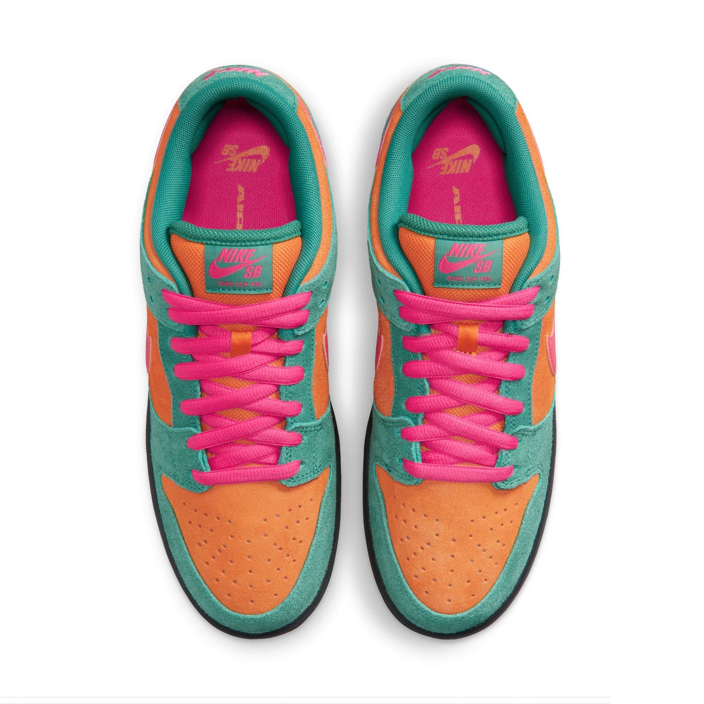 Colorful sneakers with pink laces on a white background