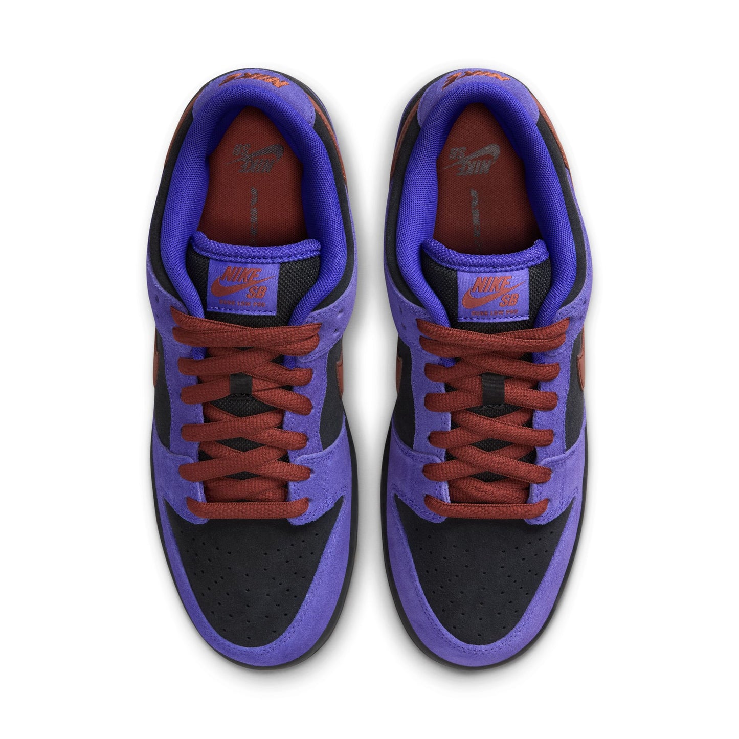 top down view of purple and black nike SKATEBOARD shoe