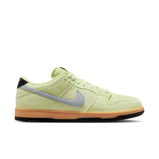 Light green sneaker with a gray swoosh logo on a white background