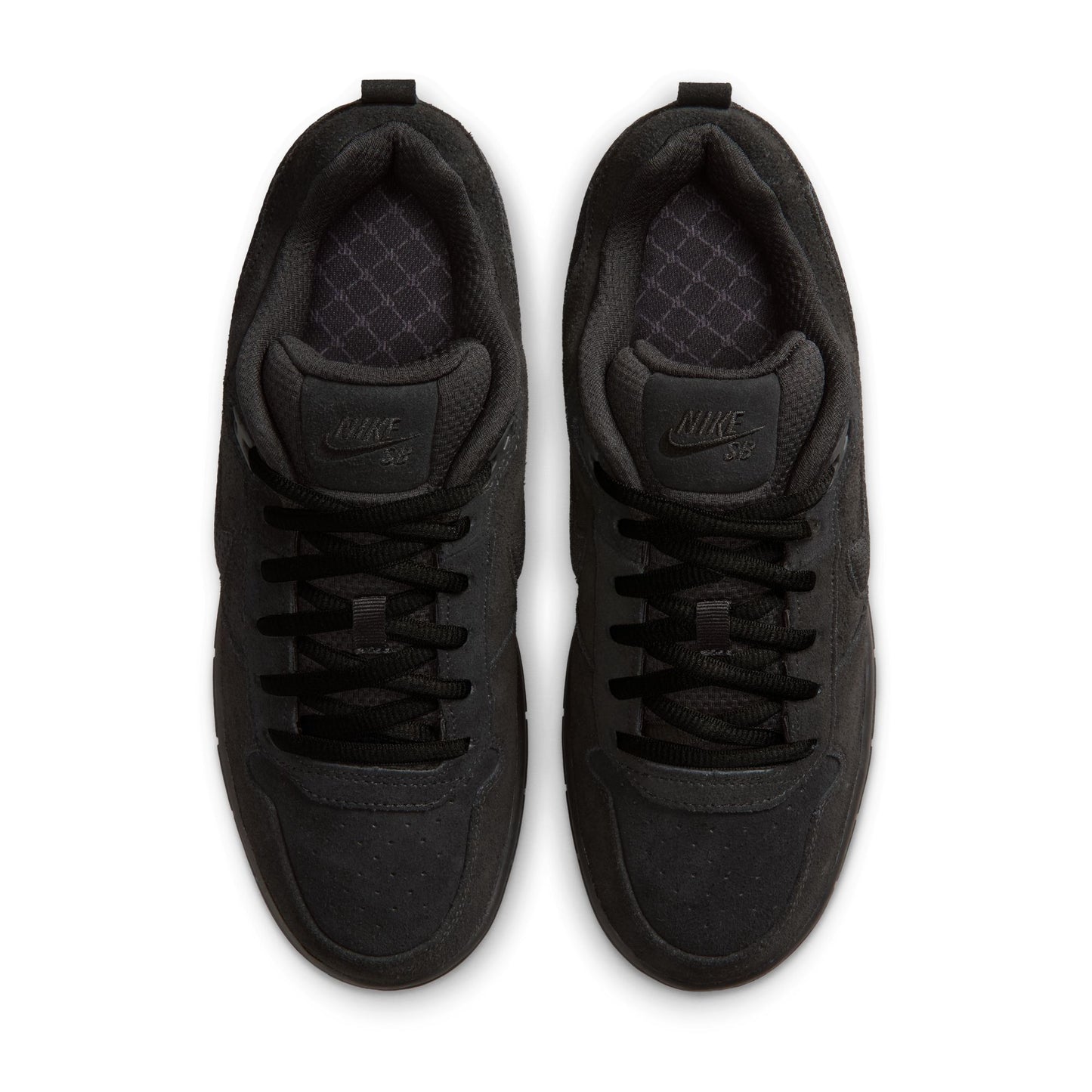 overhead view of black nike sb sneaker