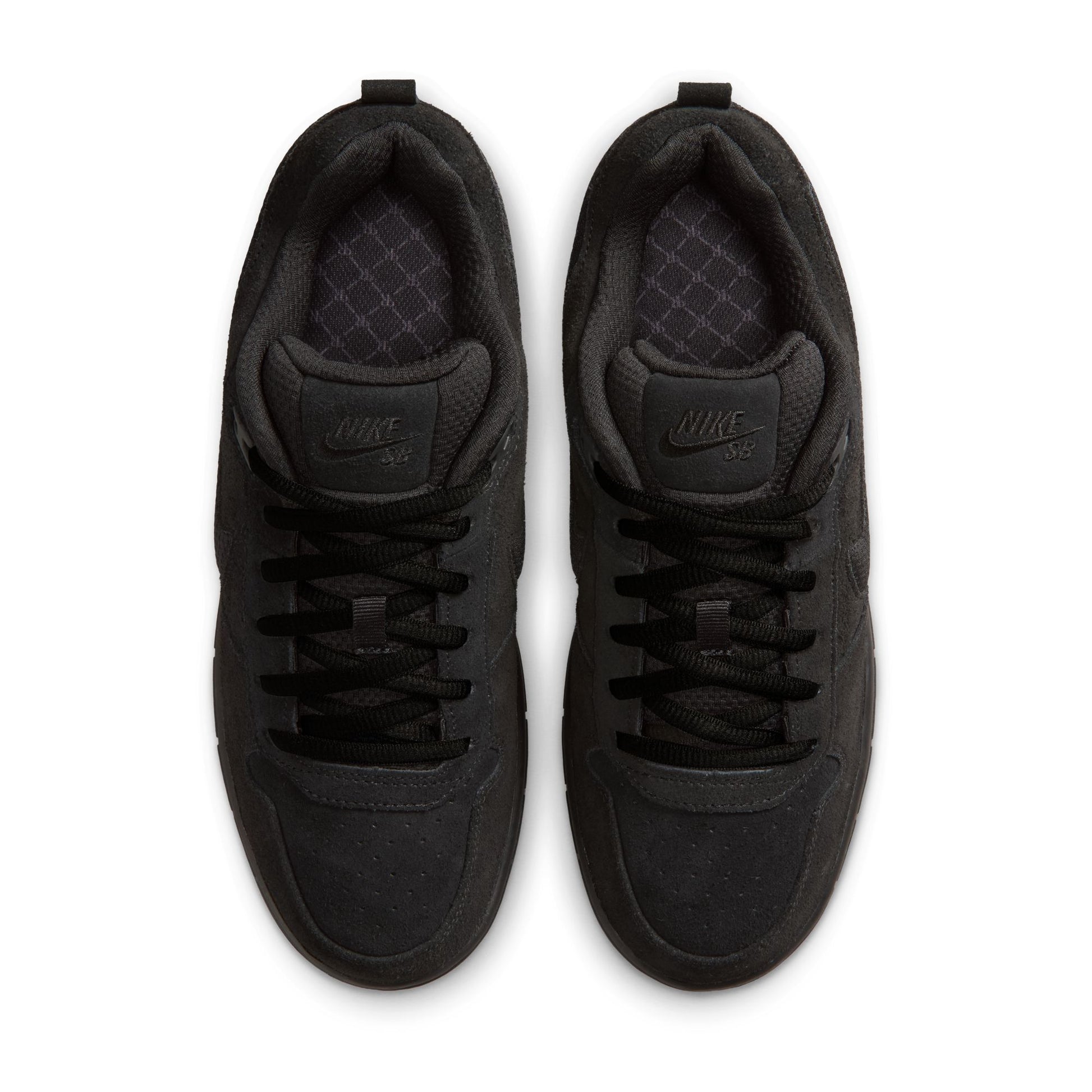 overhead view of black nike sb sneaker