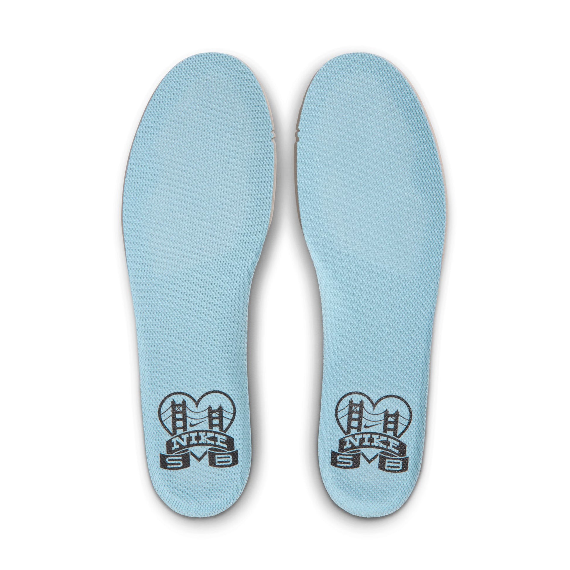 overhead view of blue nike SB insoles