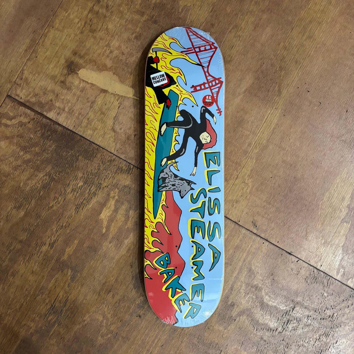Hand drawn graphic of Elissa Steamer surfing fort point, the iconic surf spot under the golden gate bridge