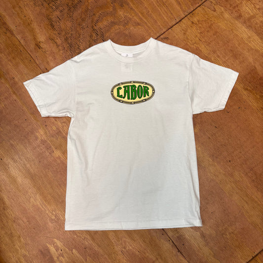 White t-shirt with oval LABOR logo