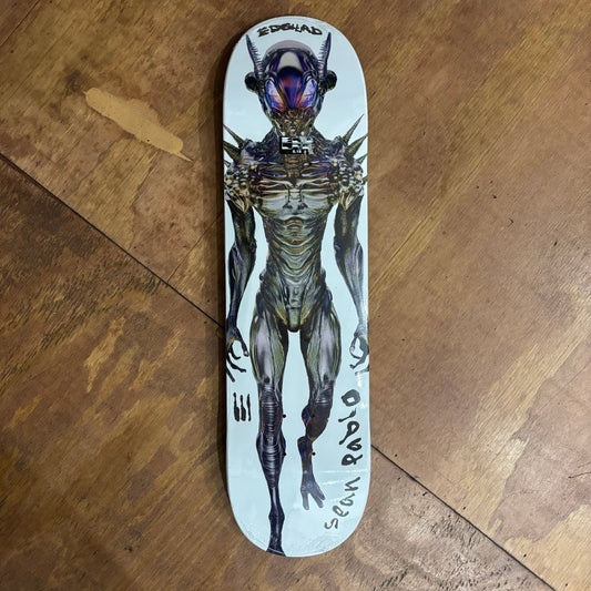 alien sci fi character on white background skateboard deck