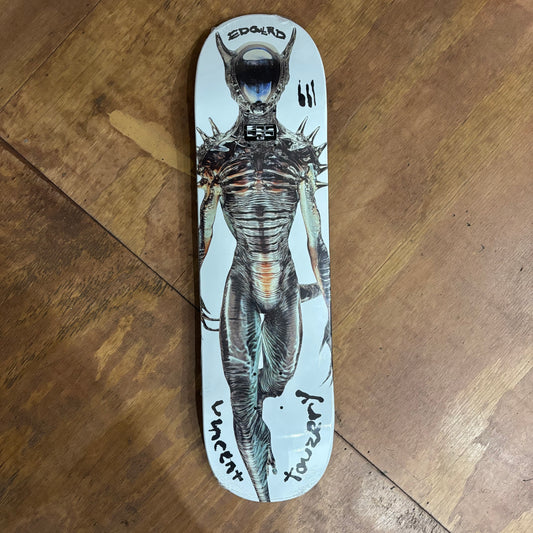 alien sci fi character on white background skateboard deck