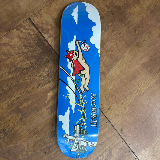 flying large framed person with cape with ear beanie, and feces flying out of rear end