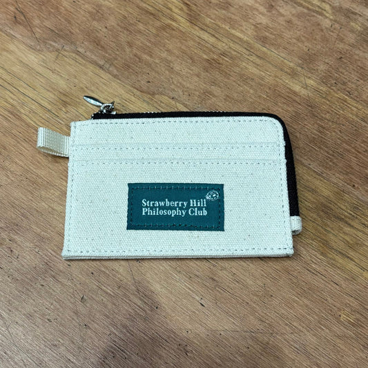 view of natural canvas zip wallet/cardholder