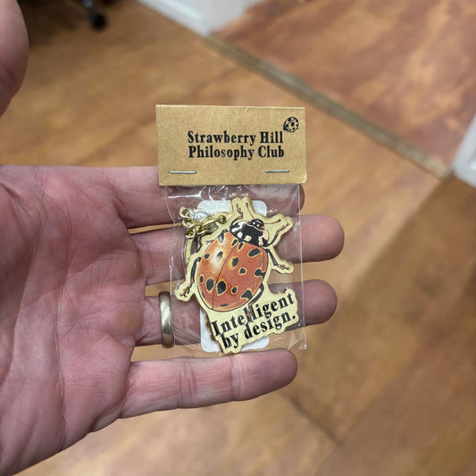 view of ladybug metal keychain 