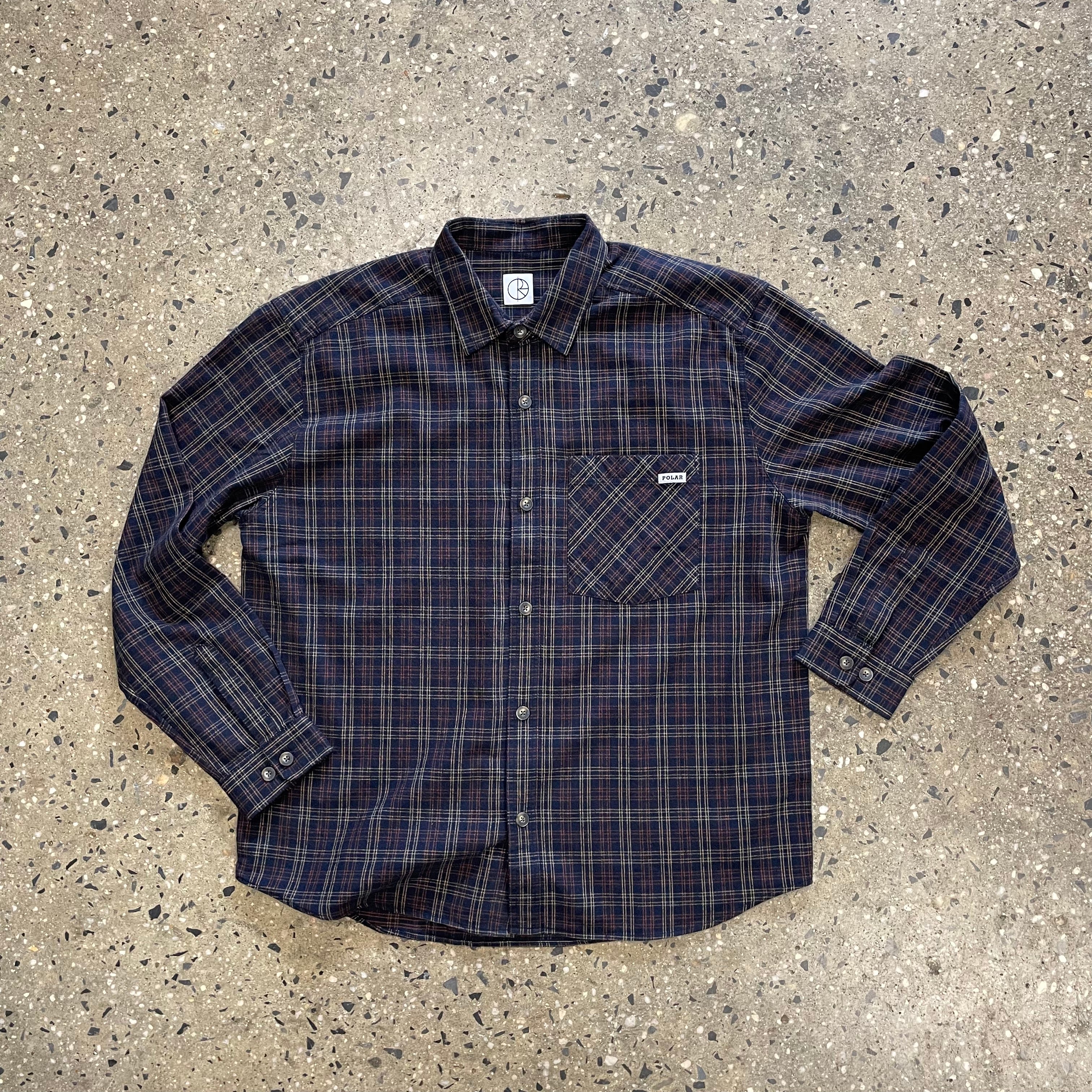 Polar Skate Co. Mitchell Flannel L/S Shirt - Navy/Brown - Labor