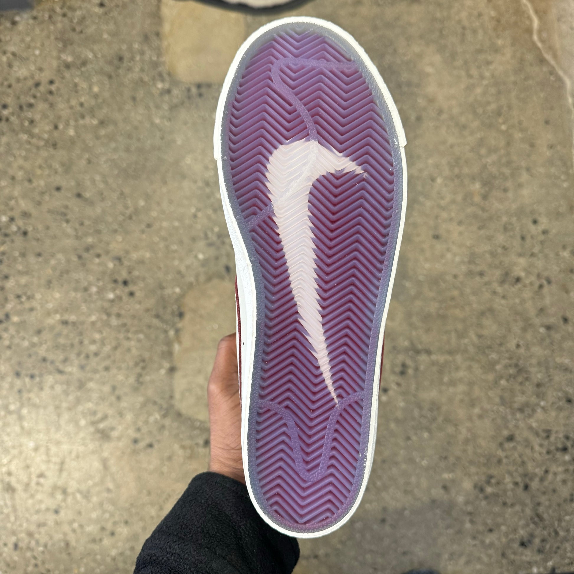 Clear gum rubber outsole with nike swoosh