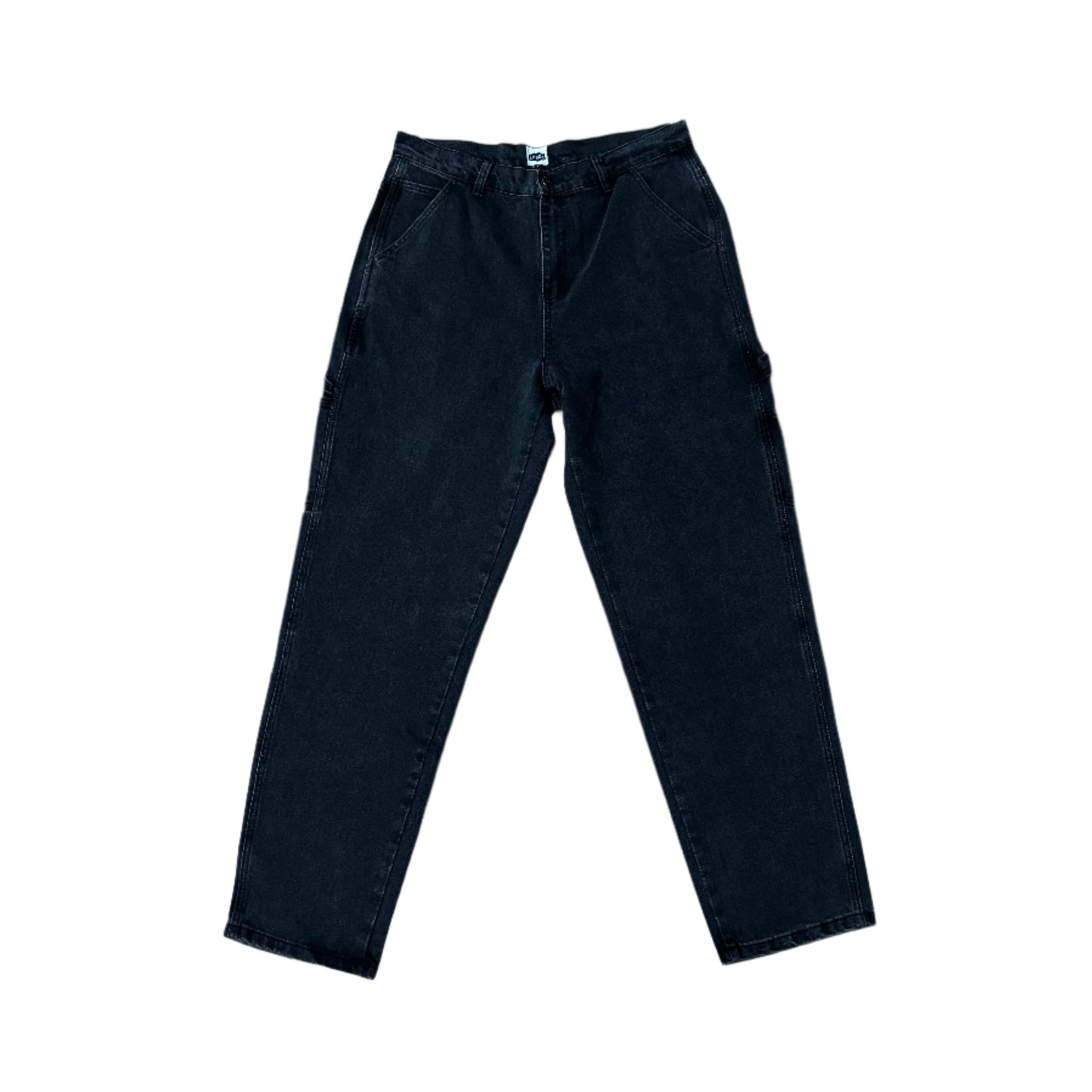 black denim pants viewed from the front