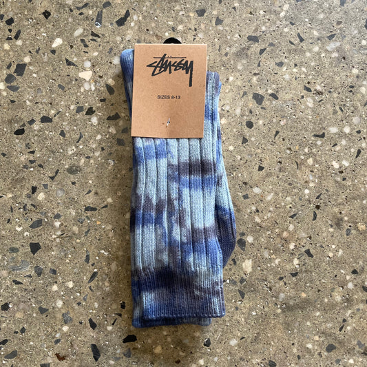 Stussy Multi Dyed Ribbed Socks - Steel/Blue